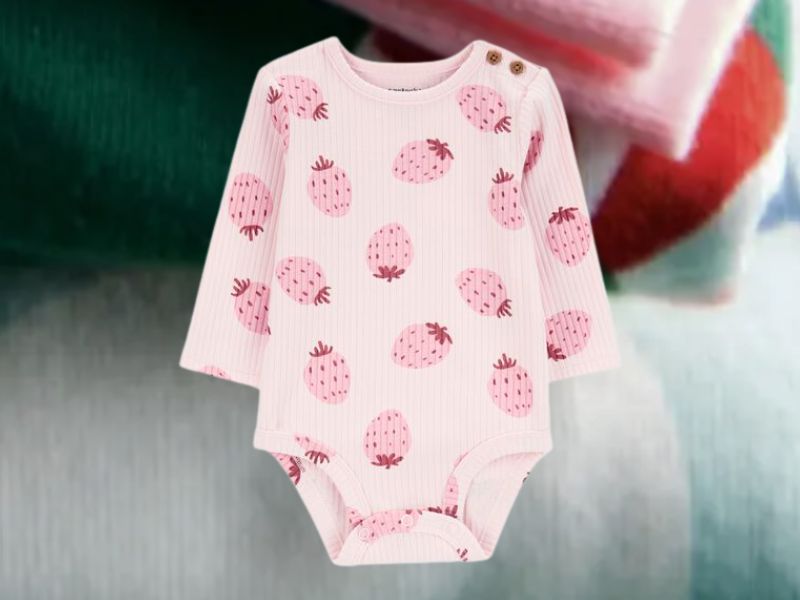 Carter's - Baby Strawberry Ribbed Long-Sleeve Bodysuit